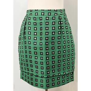 New HD in Paris Anthropologie Sz 0 Green Garden Glimmer Floral Pencil Skirt $128